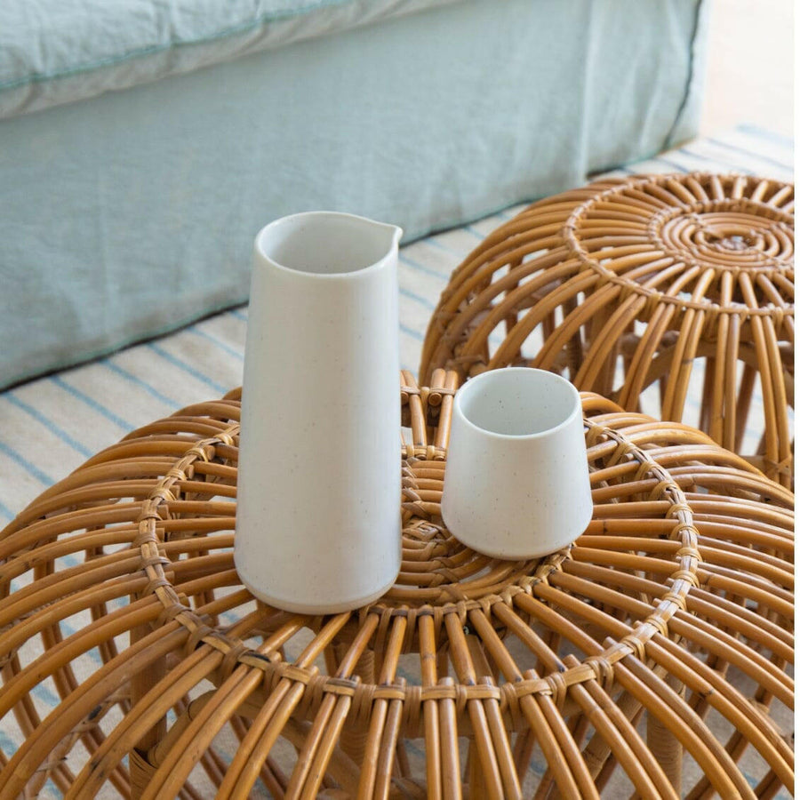 Elegant glass carafe filled with fresh water, perfect for dining table settings and enhancing beverage presentation